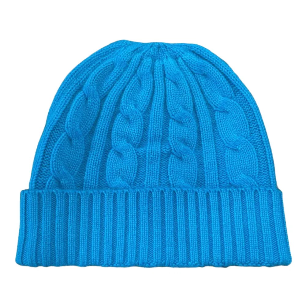 100% Cashmere Beanie and Scarf in Cerulean