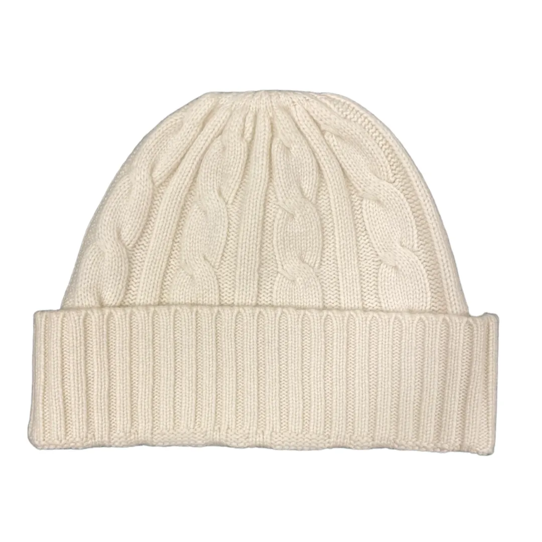 100% Cashmere Beanie and Scarf in Winter White