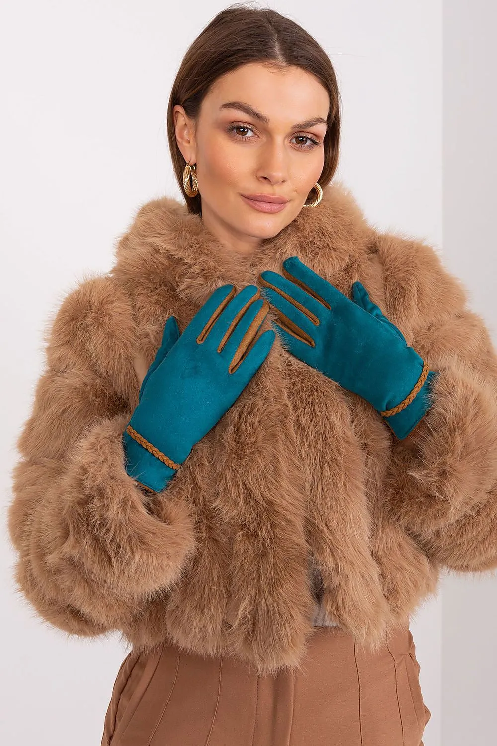 A.T. European Elegant Women's Winter Gloves with Decorative Braids on Wrist