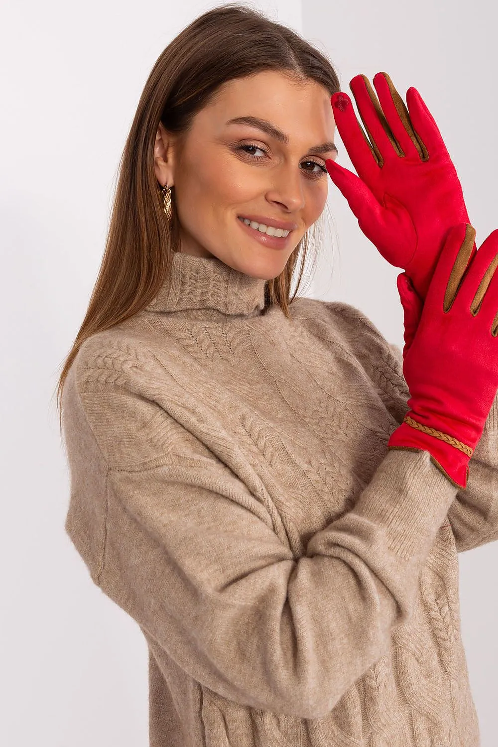 A.T. European Elegant Women's Winter Gloves with Decorative Braids on Wrist