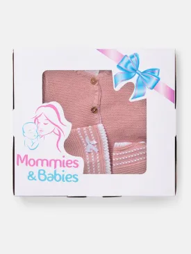 Baby Girl Palma 3-piece Knitted Gift Box Set - Dusty Pink