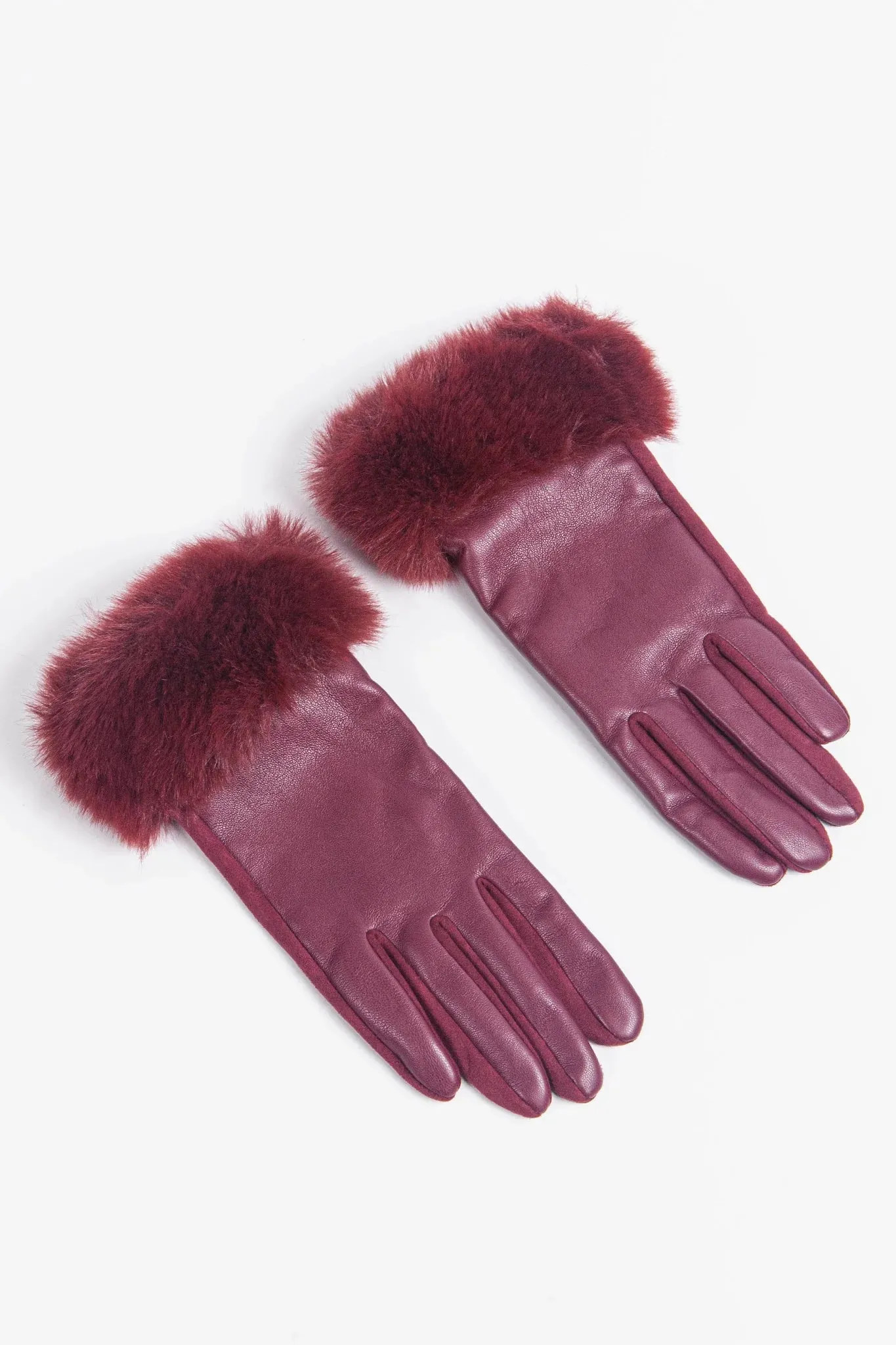 Berry Faux Fur Trim Gloves