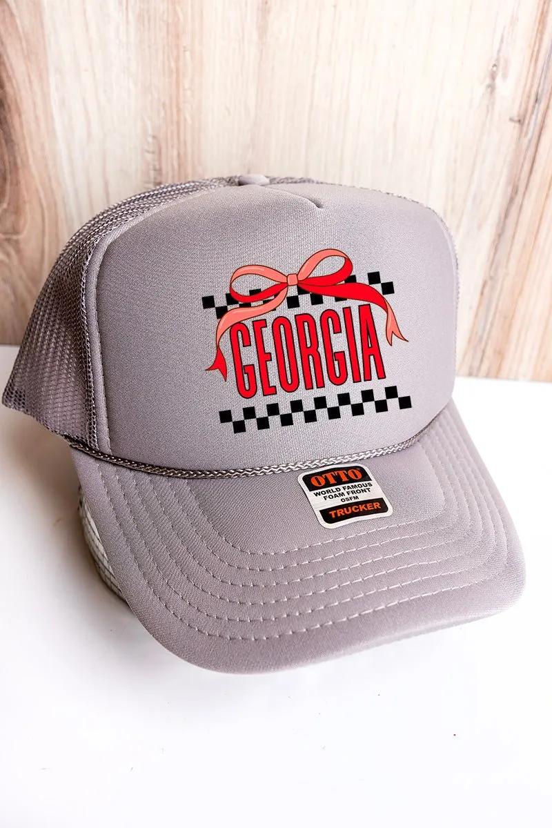 Bow Georgia Check Otto Gray Foam Front Trucker Hat