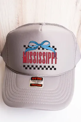 Bow Mississippi Check Otto Gray Foam Front Trucker Hat