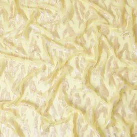 Buttercream Yellow Pure Silk Chiffon with Gilded Lurex Accents, 110cm Width - Elegant Fabric from South Korea-D17904