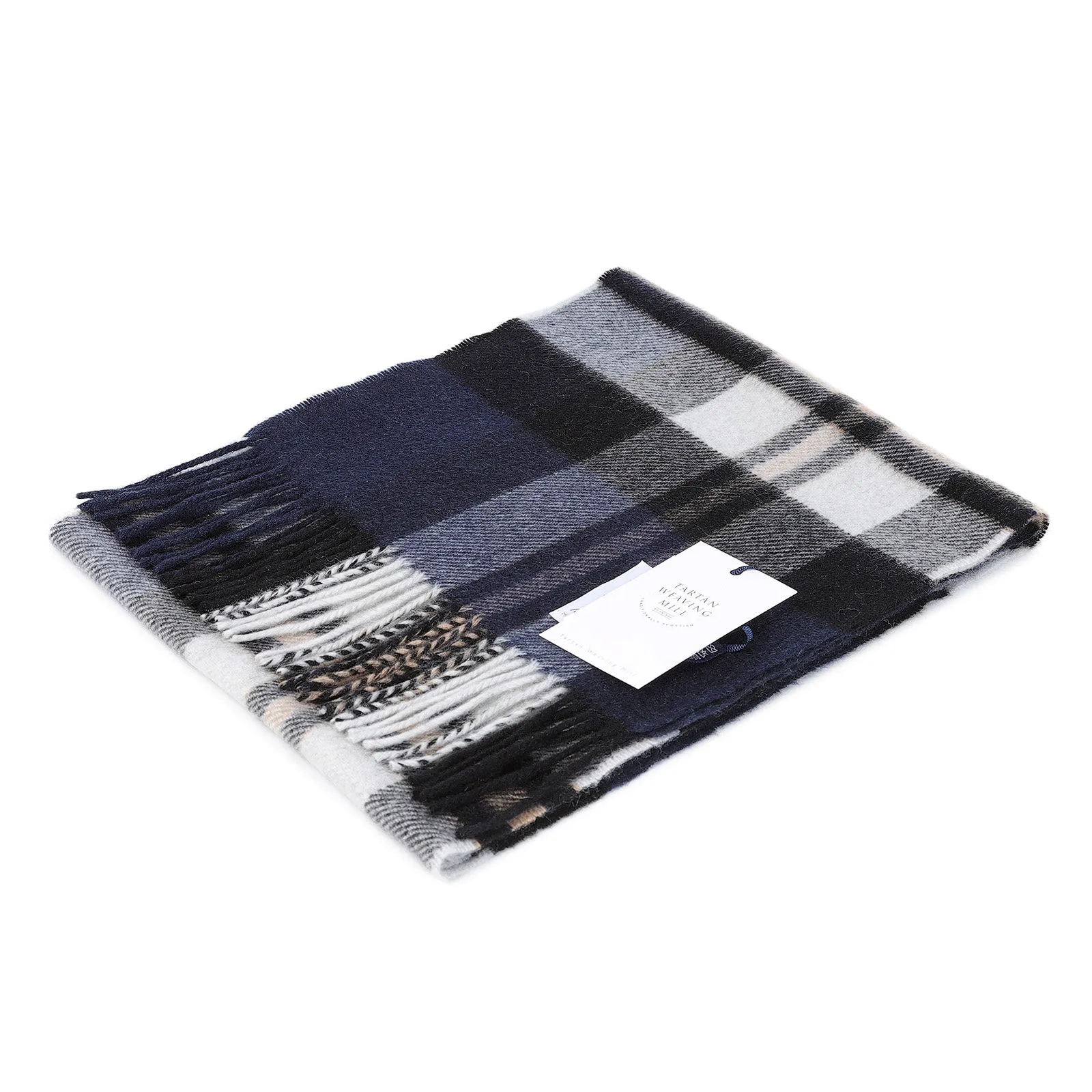 Cashmere Scottish Tartan Scarf Amplified Thomson Navy