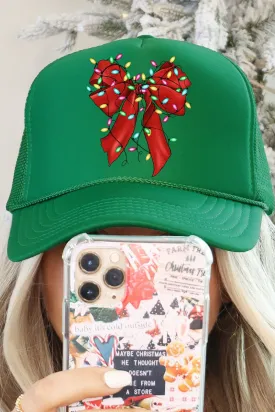 Christmas Lights Coquette Bow Otto Kelly Foam Front Trucker Hat