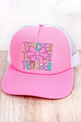 Colorful Teacher Coquette Bow Foam Front Mesh Trucker Cap