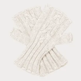 Cream Cable Knit Cashmere Mittens