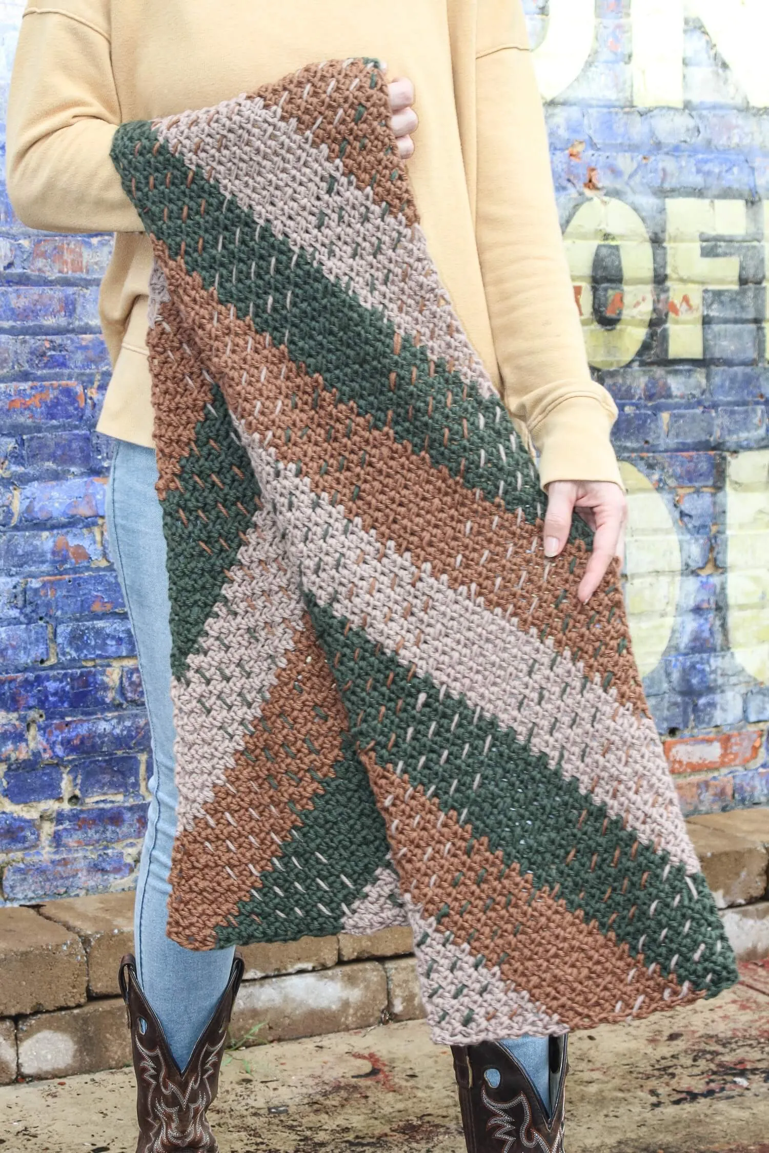 Crochet Kit - Plaid Scarf Wrap