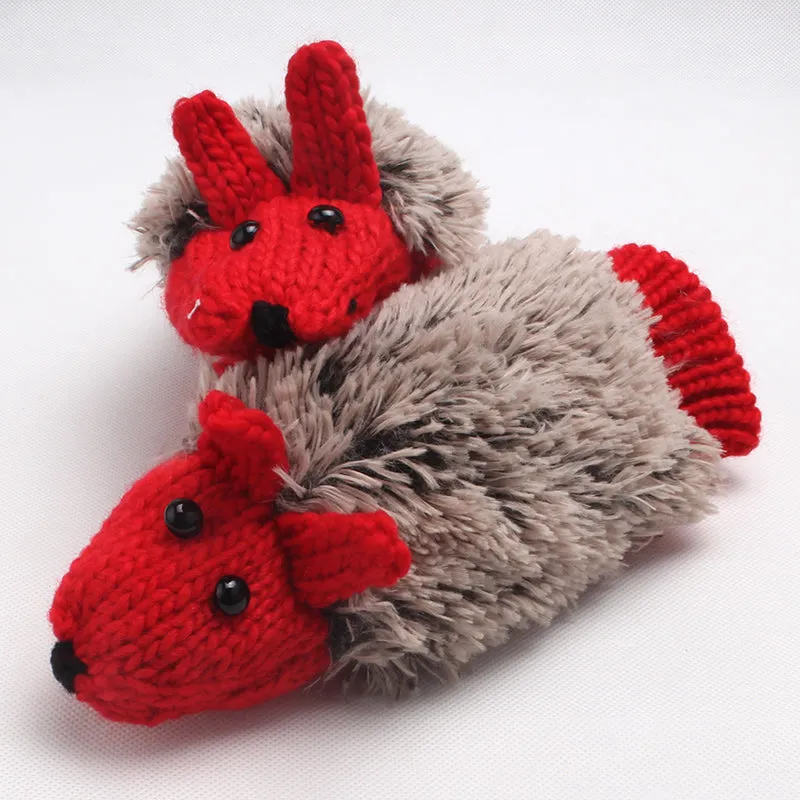 Cute Hedgehog Knitted Mittens