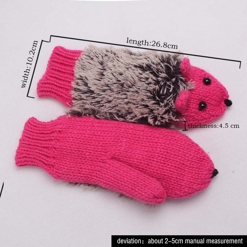 Cute Hedgehog Knitted Mittens