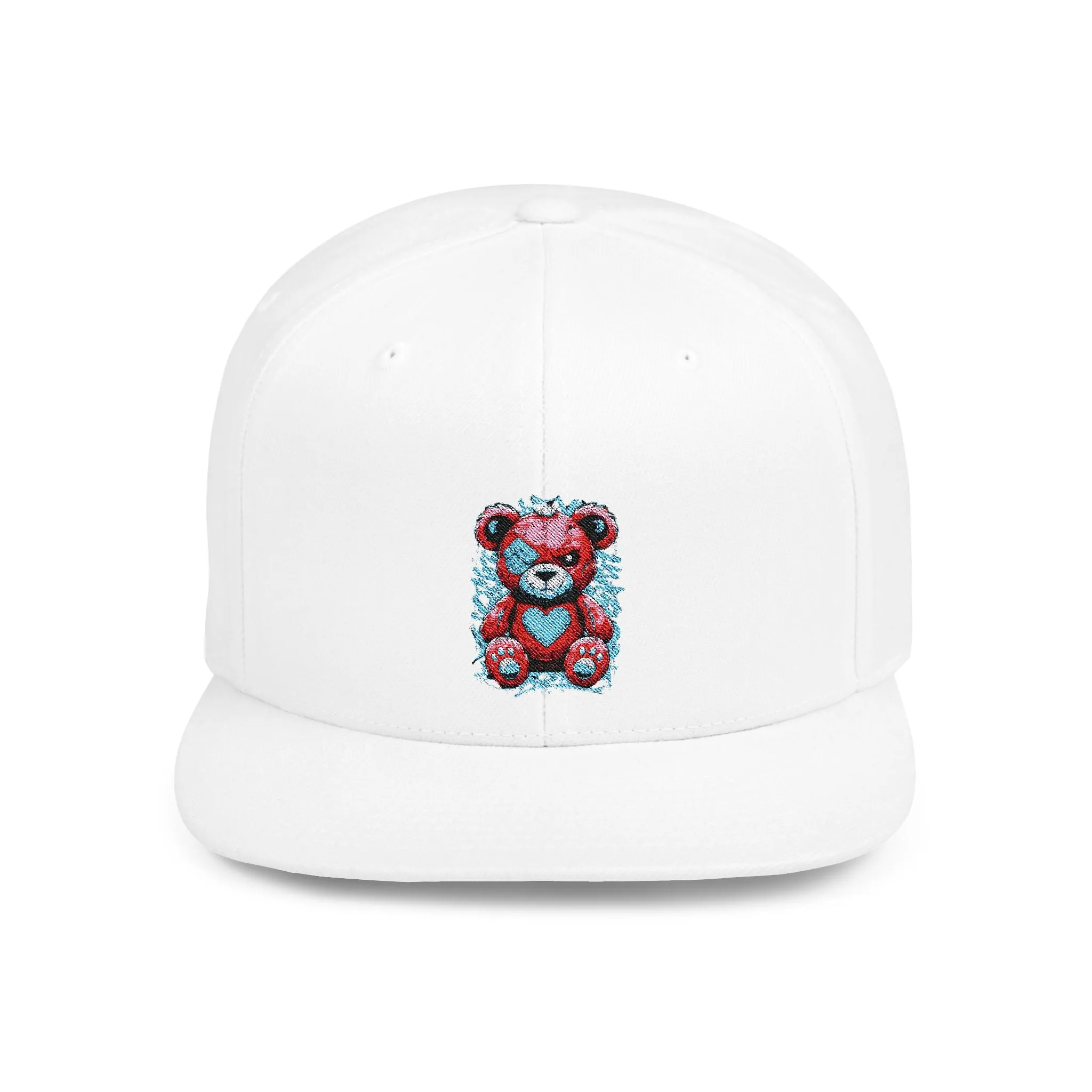 Cute Teddy Bear Flat Bill Snapback Hat - Fun and Trendy Cap for Kids and Adults