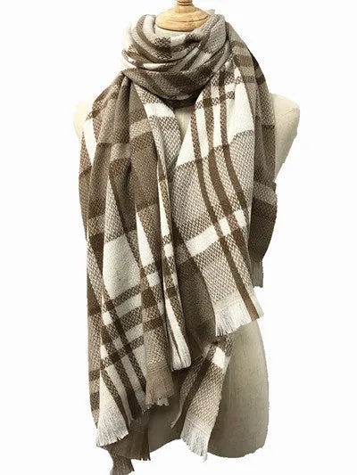 D&W Long Plaid blanket Scarf