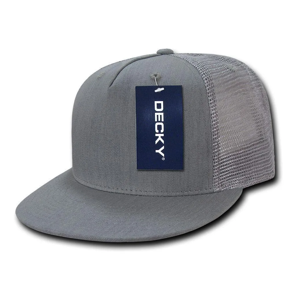 Decky Denim Material Retro Flat Bill Trucker 5 Panel Baseball Caps Hats Unisex