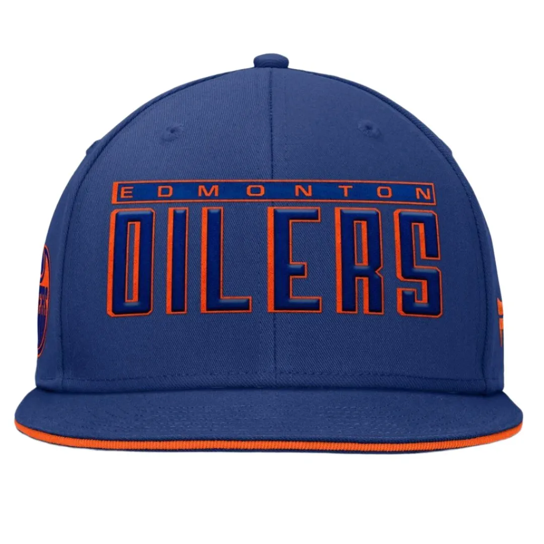 Fanatics Men's NHL Edmonton Oilers 2024 Gino Flatbrim Snapback Cap Blue