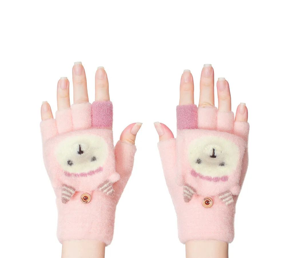 Fingerless Ultra Plush Knit Ewe Gloves