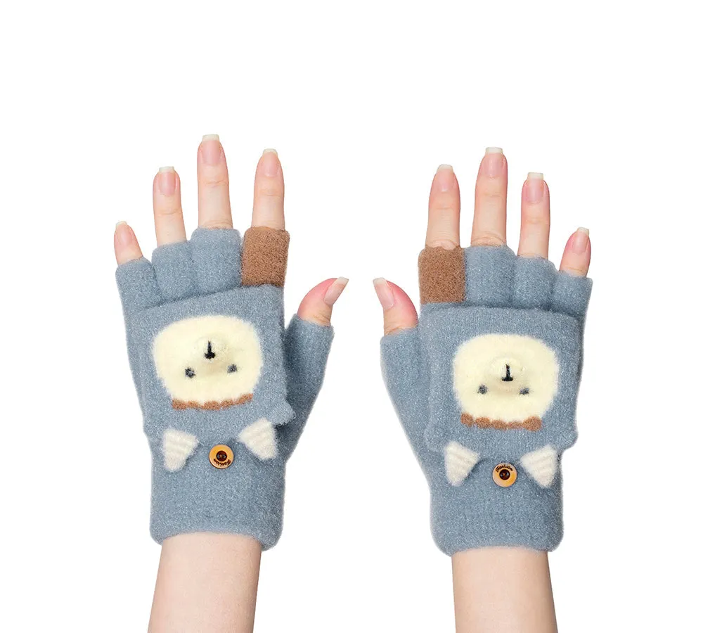 Fingerless Ultra Plush Knit Ewe Gloves