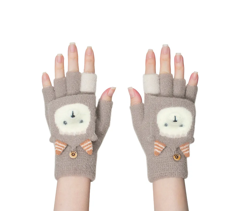 Fingerless Ultra Plush Knit Ewe Gloves