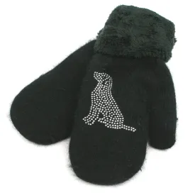 Fluffy Dog Design Mittens with Faux Fur Lining