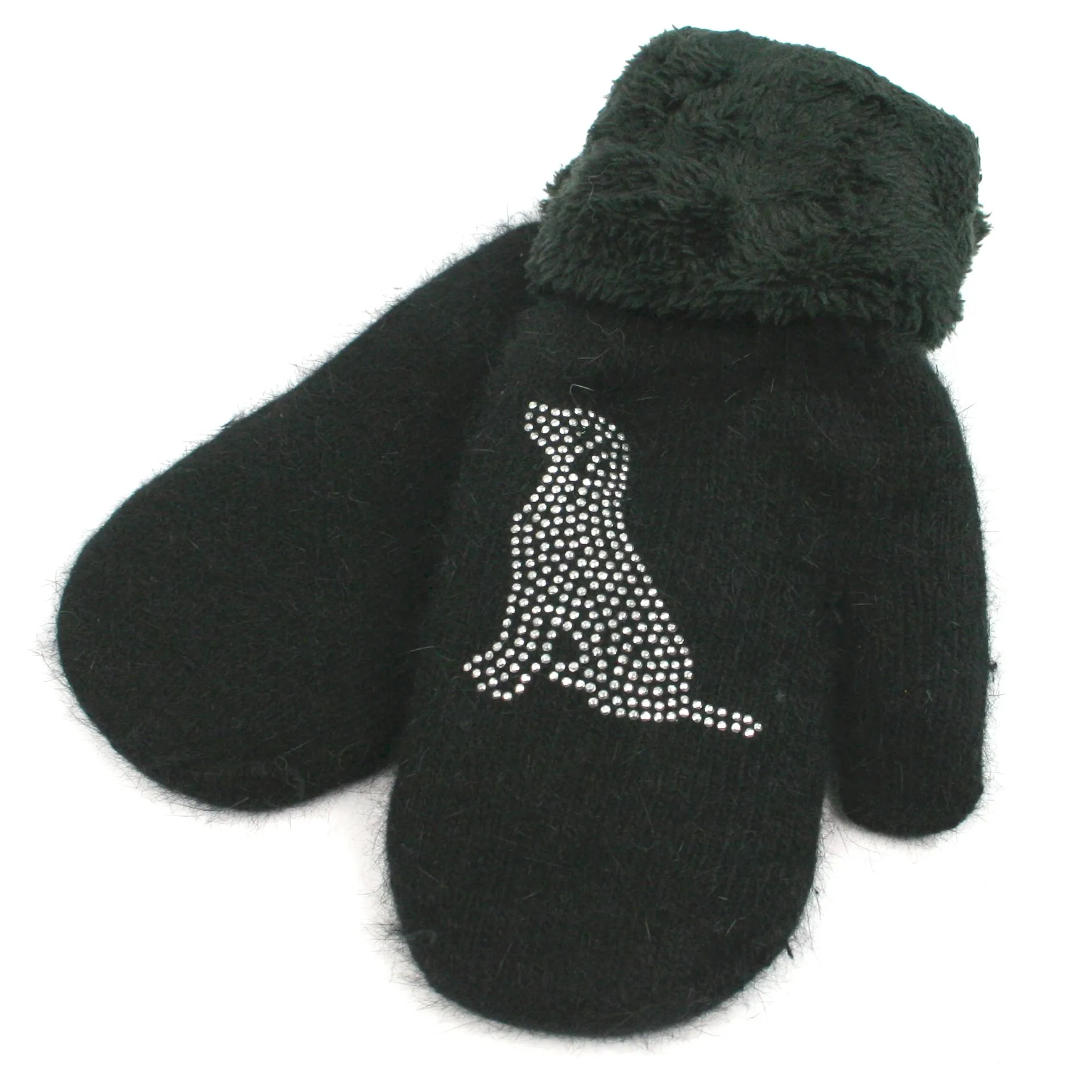 Fluffy Dog Design Mittens with Faux Fur Lining