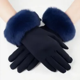 Gloves Fur Trim Winter Gloves for Women