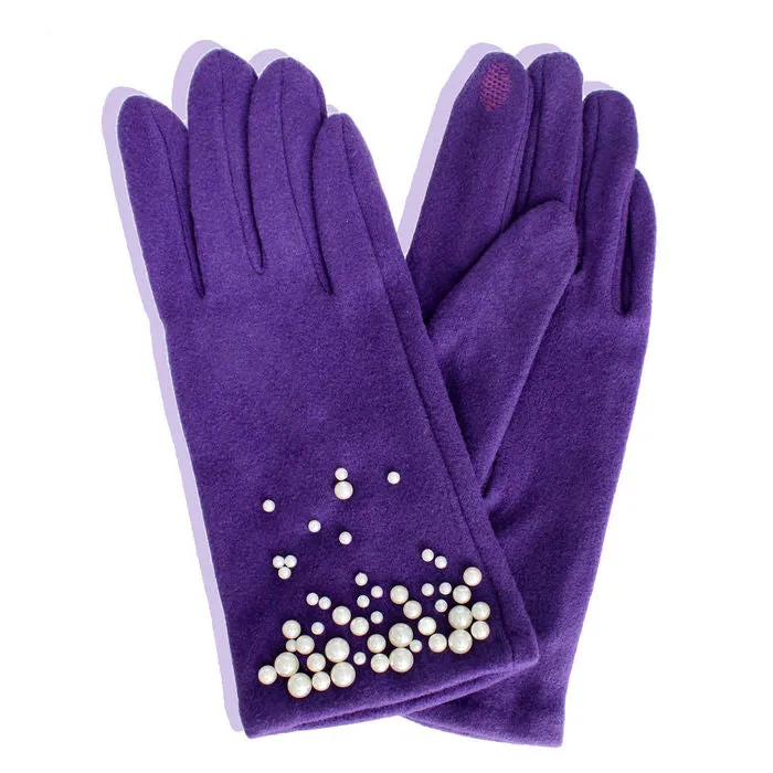 Gloves Purple Pearl Ladies Gloves for Women