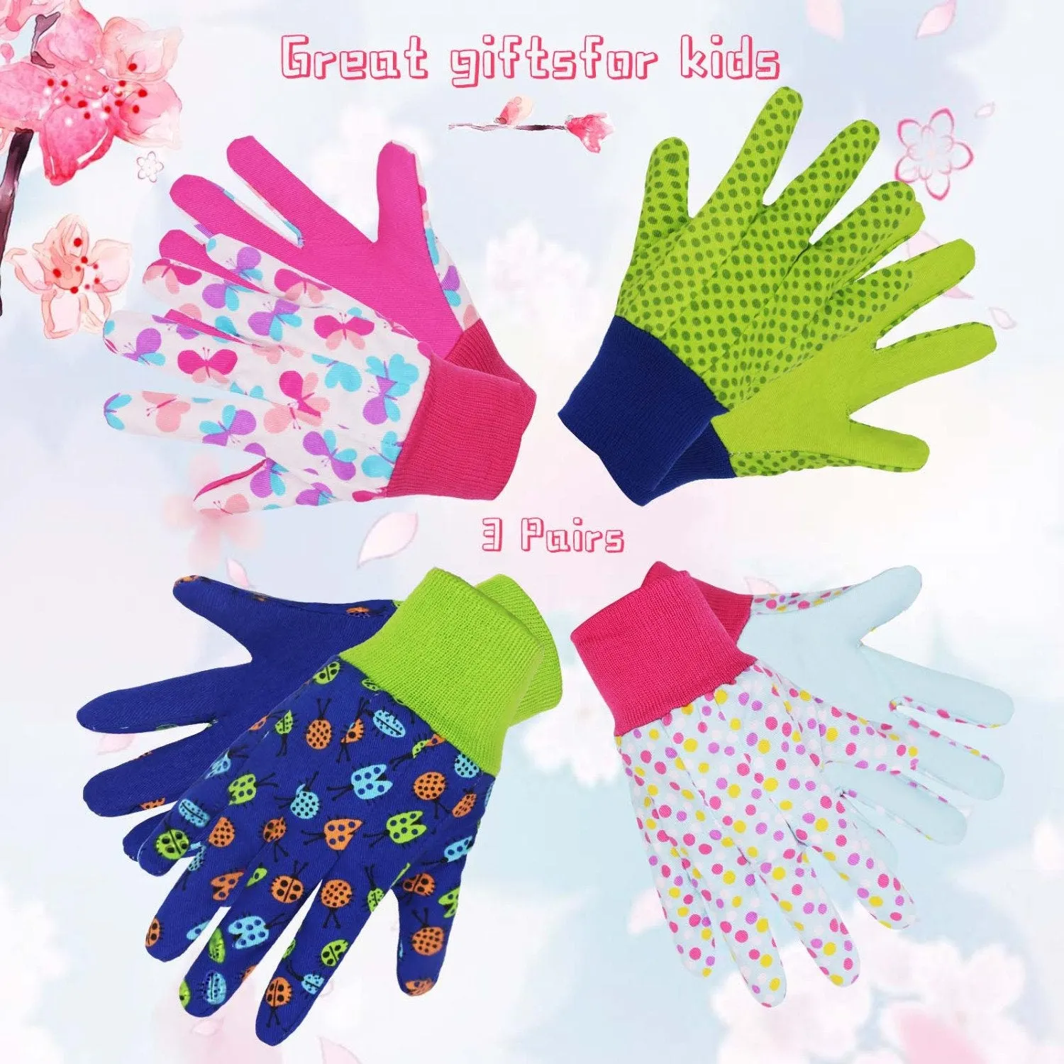 Handlandy Soft Children Kids Garden Working Gloves for Boys Girls 5094