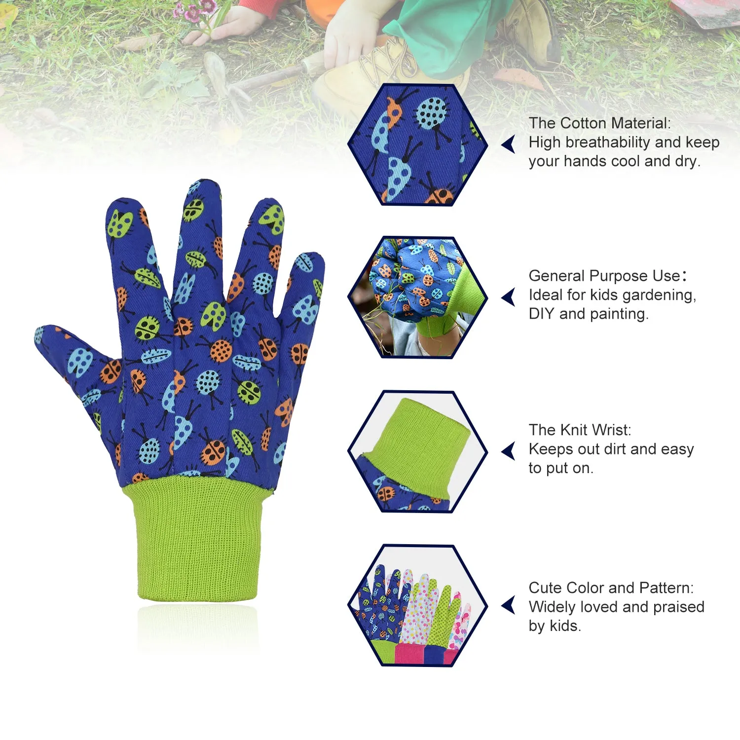 Handlandy Soft Children Kids Garden Working Gloves for Boys Girls 5094