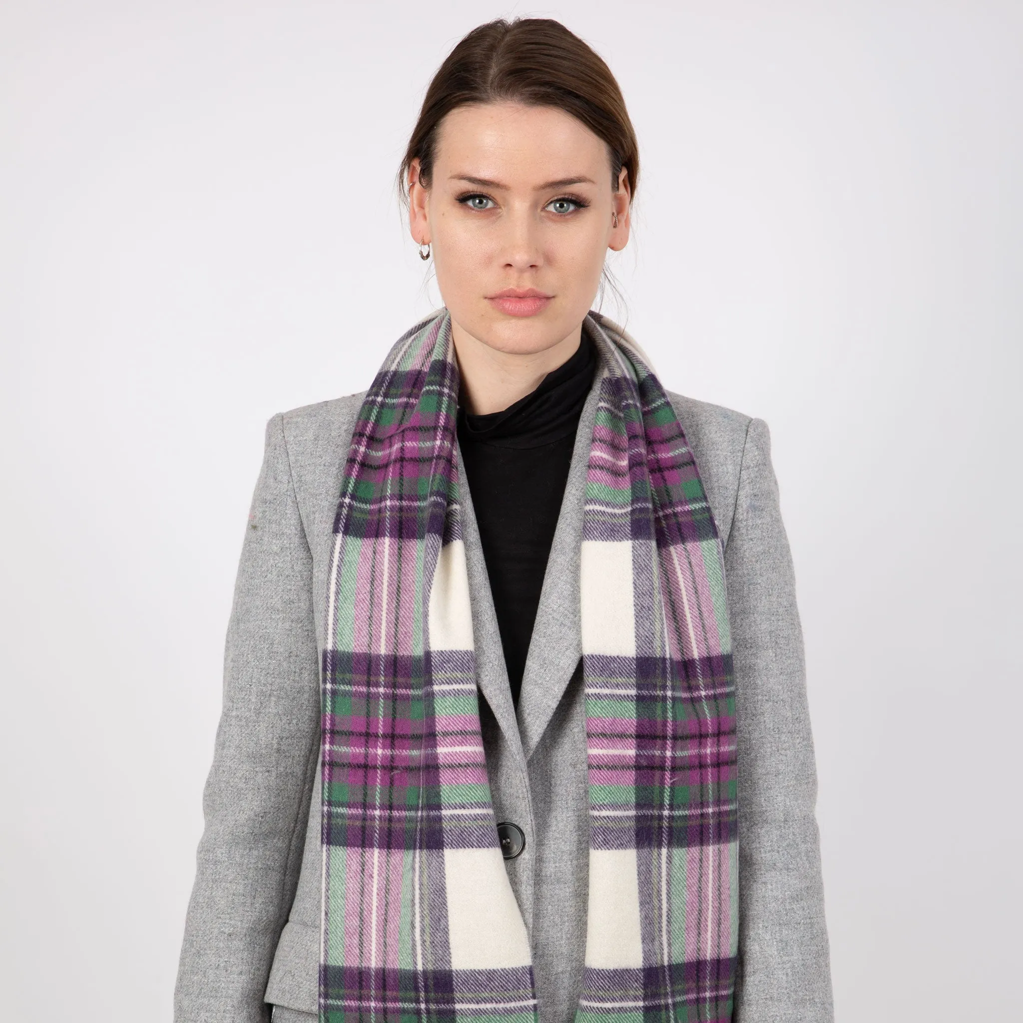 Heritage Plaid Check Cashmere Scarf with Tassels and Gift Box