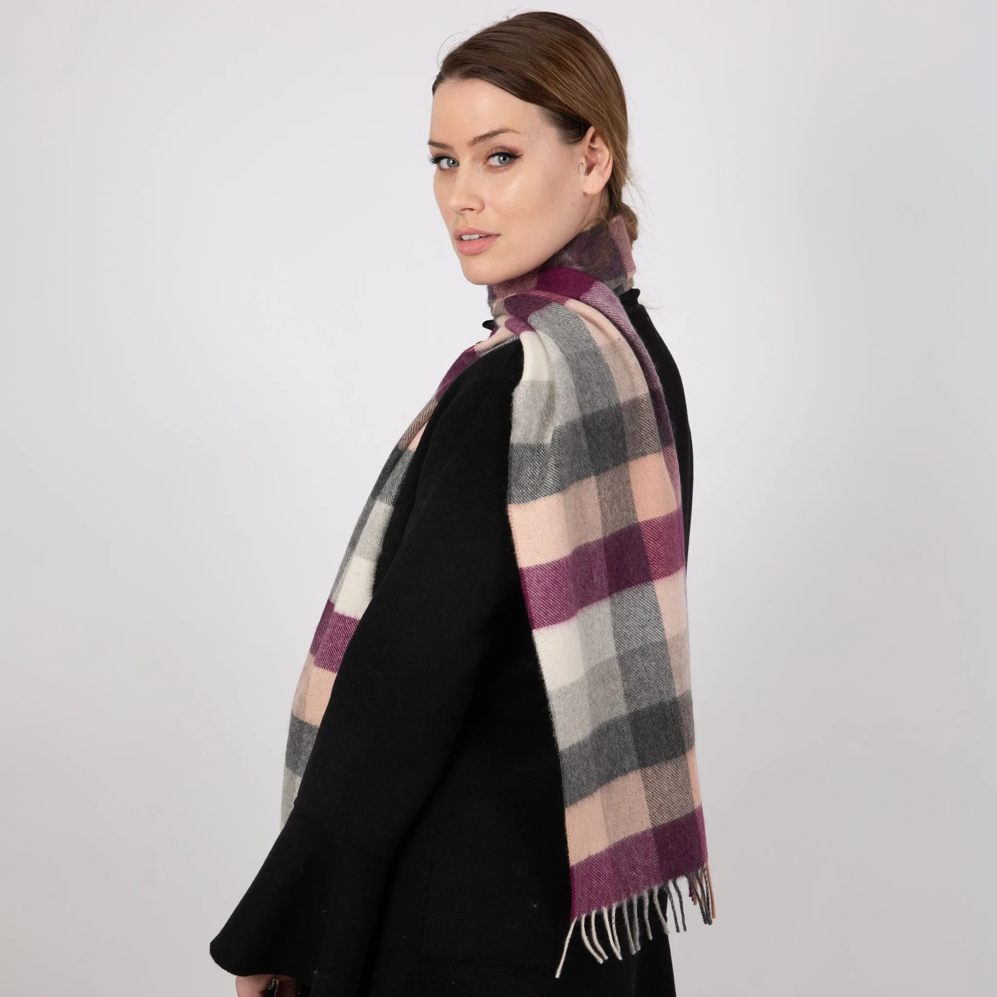 Heritage Plaid Check Cashmere Scarf with Tassels and Gift Box