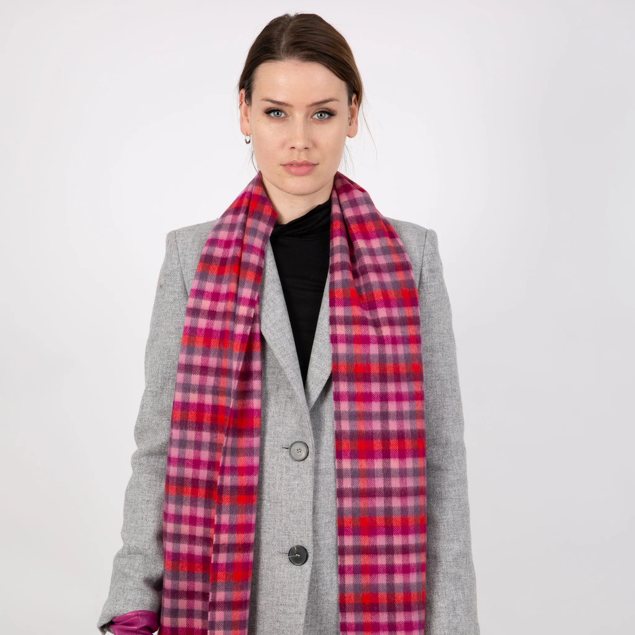 Heritage Plaid Check Cashmere Scarf with Tassels and Gift Box