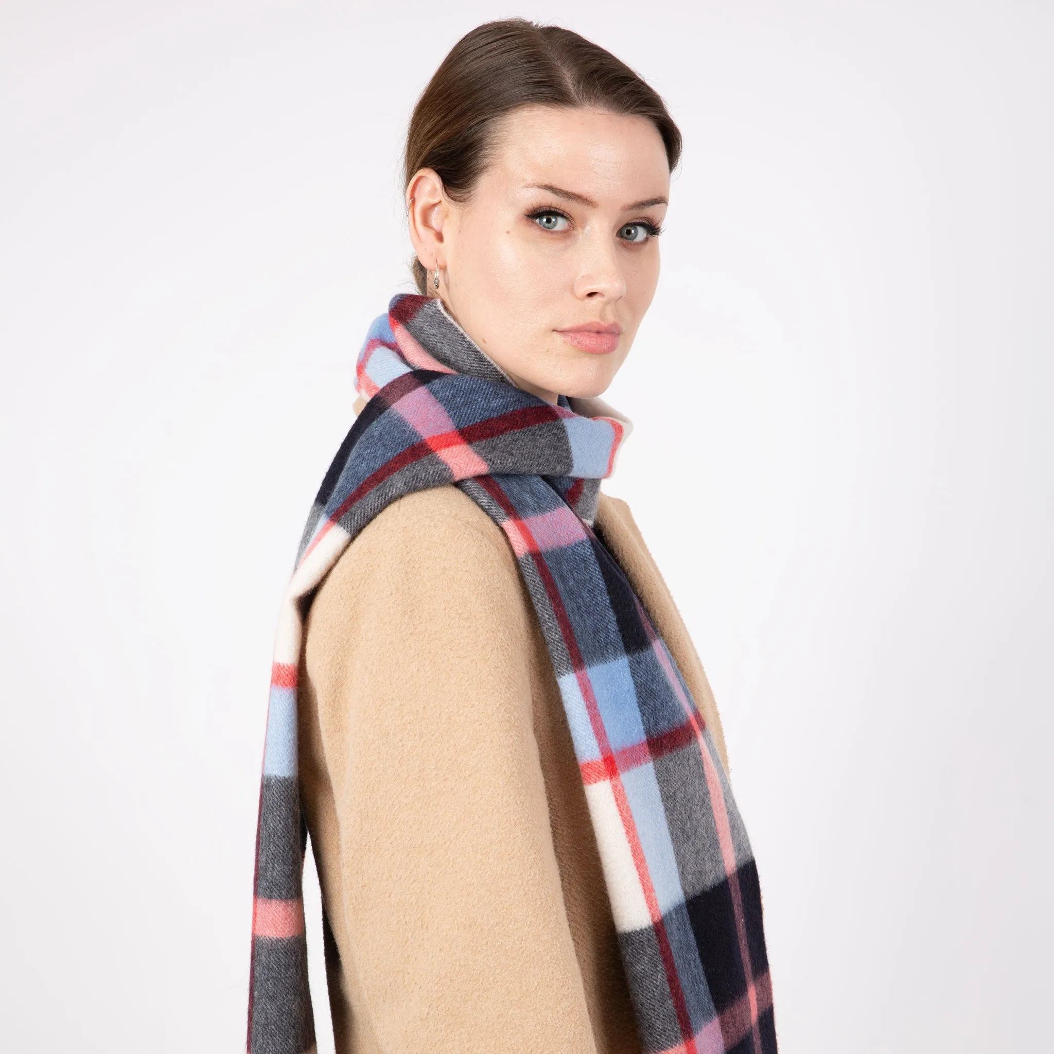 Heritage Plaid Check Cashmere Scarf with Tassels and Gift Box