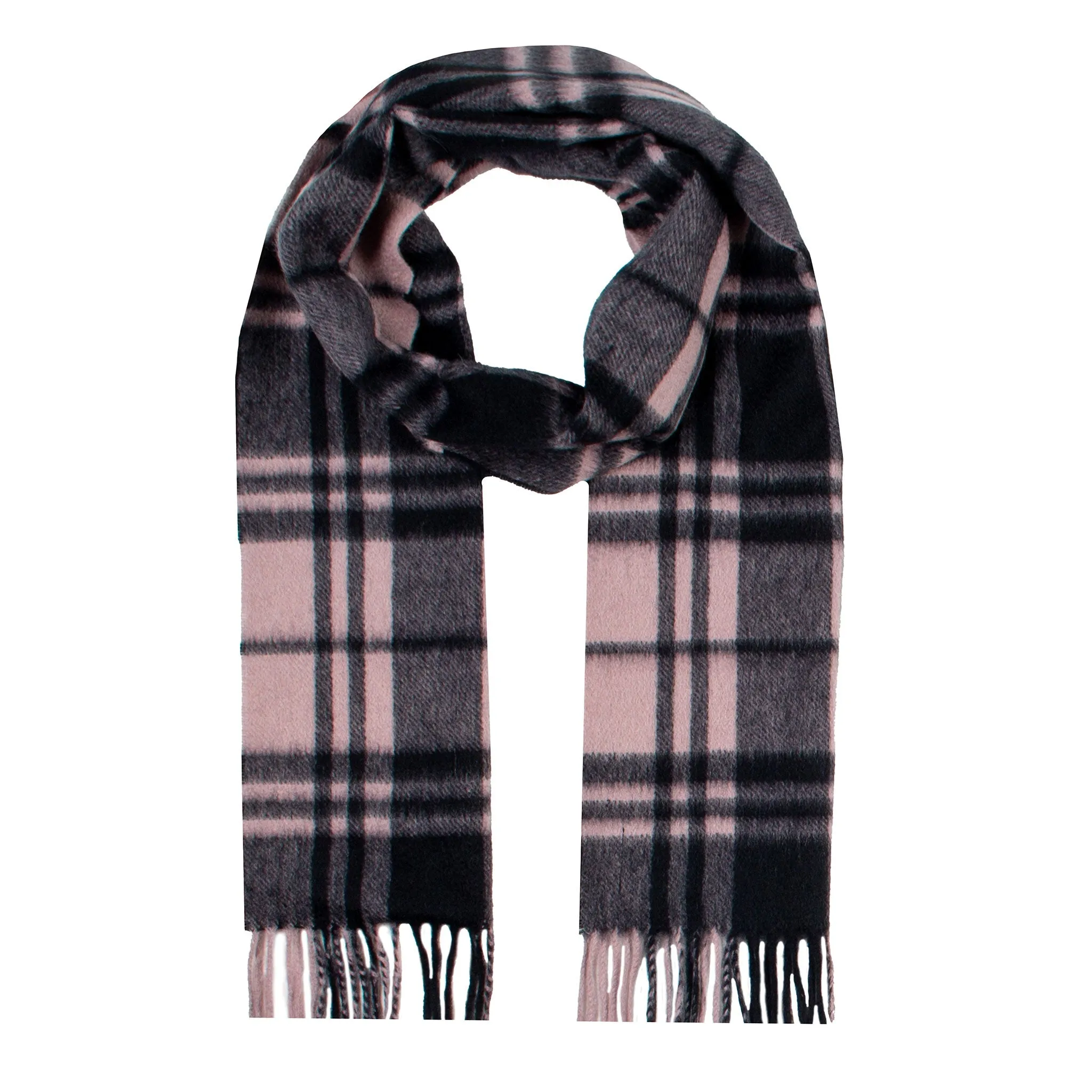 Heritage Plaid Check Cashmere Scarf with Tassels and Gift Box