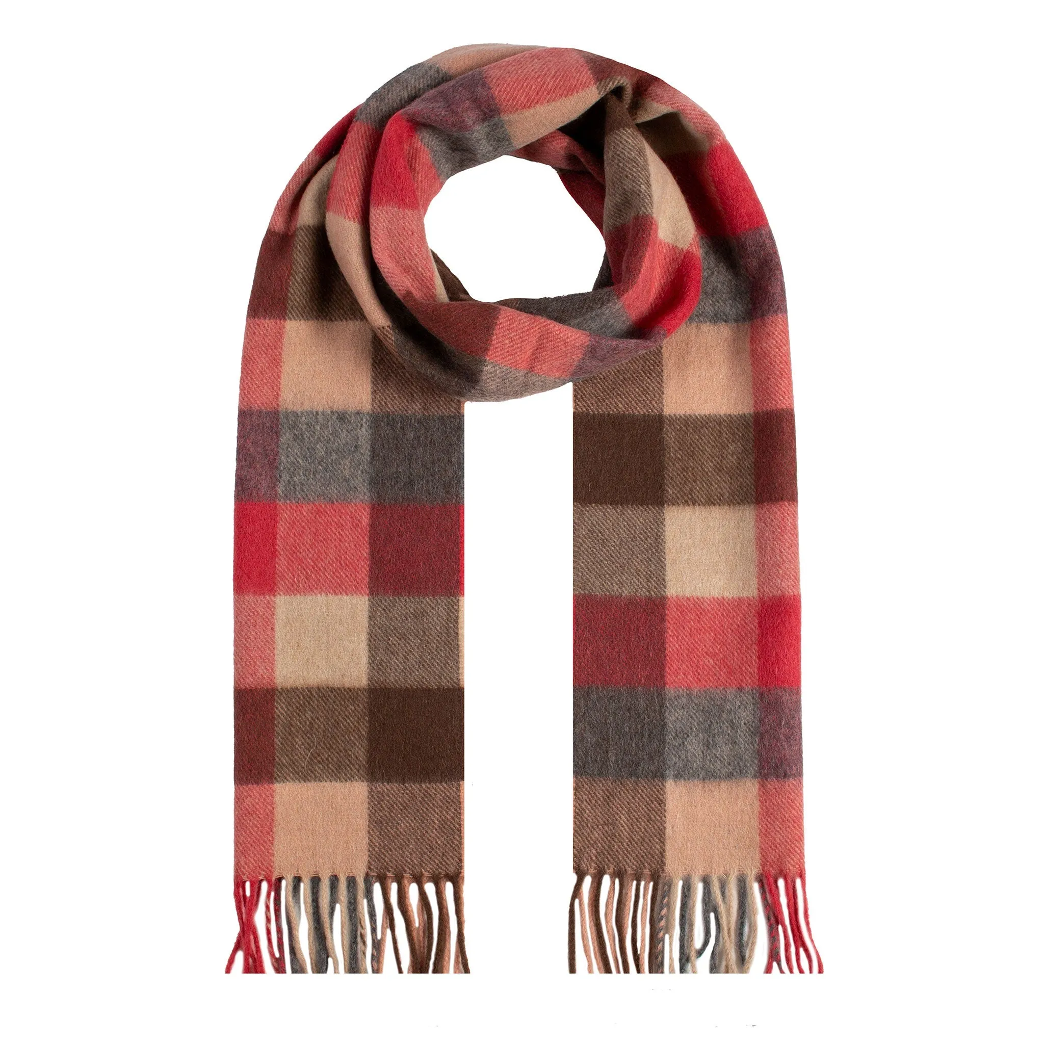 Heritage Plaid Check Cashmere Scarf with Tassels and Gift Box