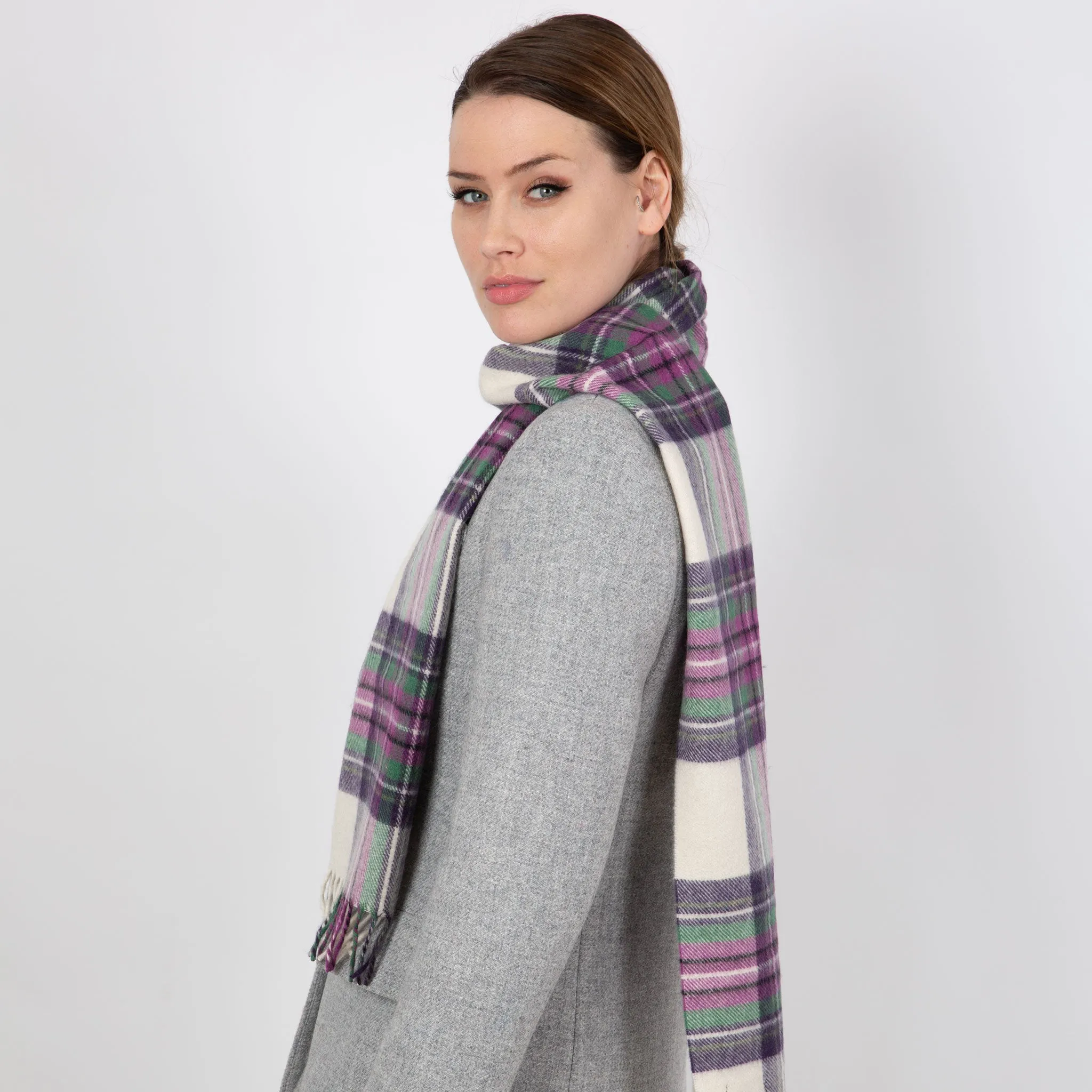 Heritage Plaid Check Cashmere Scarf with Tassels and Gift Box