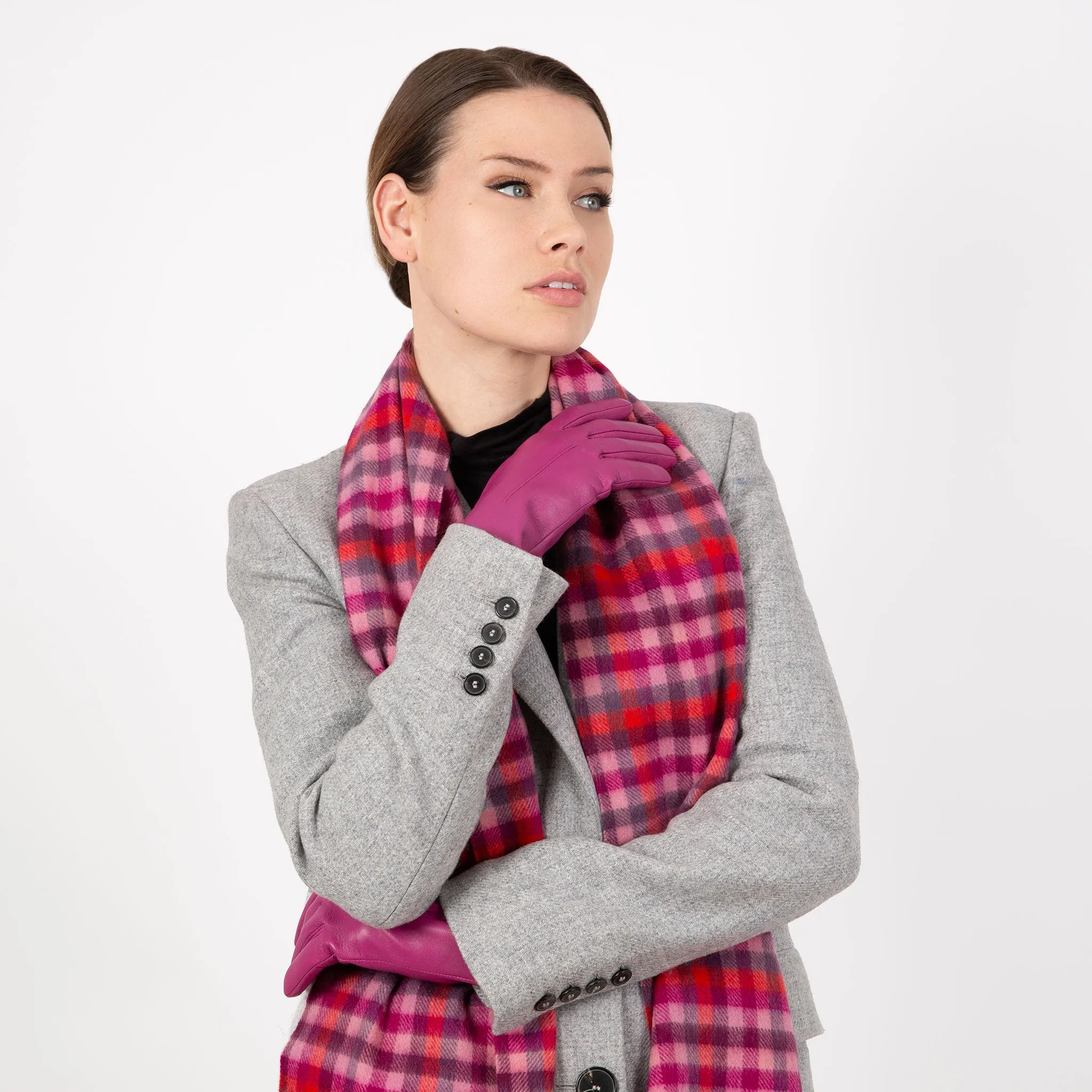 Heritage Plaid Check Cashmere Scarf with Tassels and Gift Box