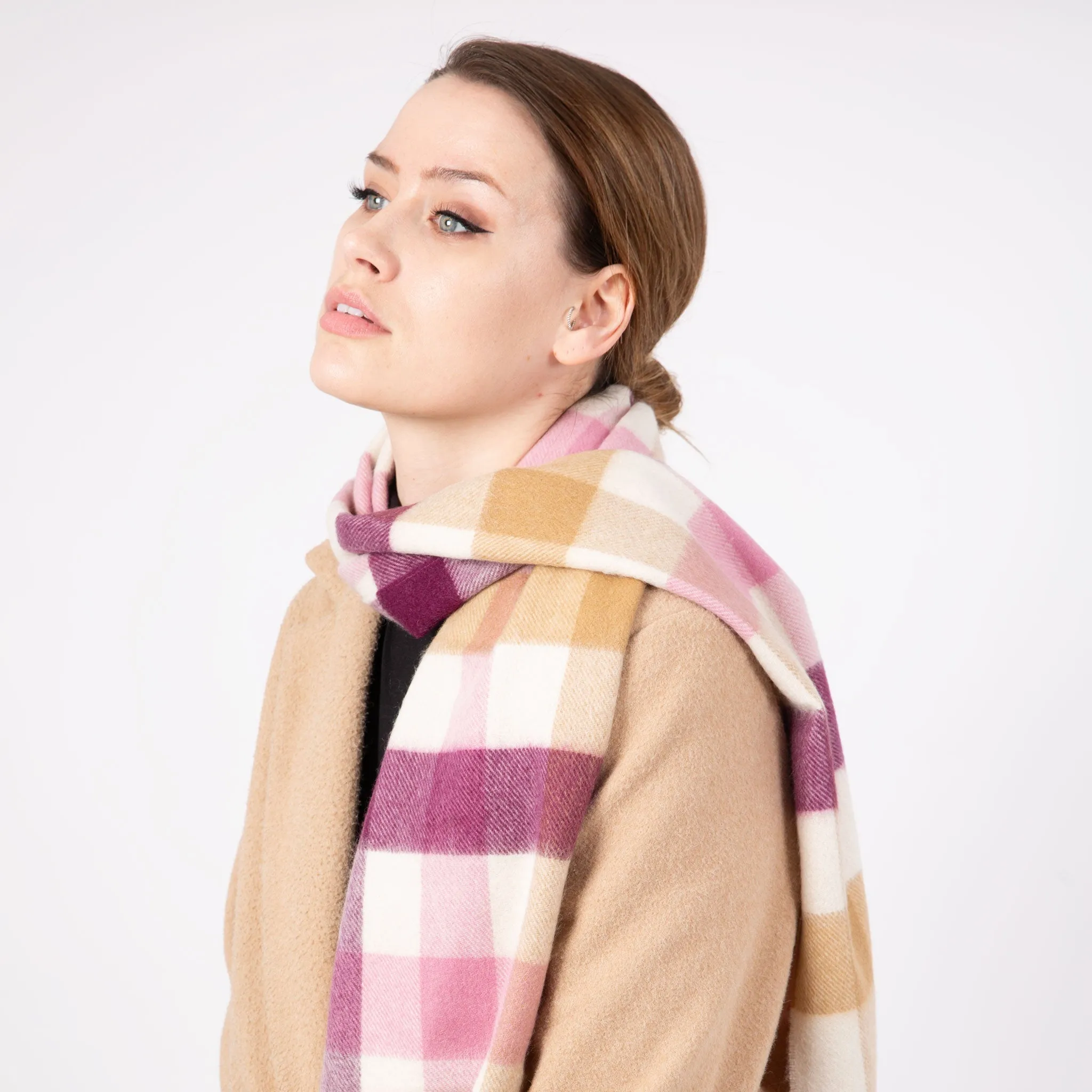 Heritage Plaid Check Cashmere Scarf with Tassels and Gift Box