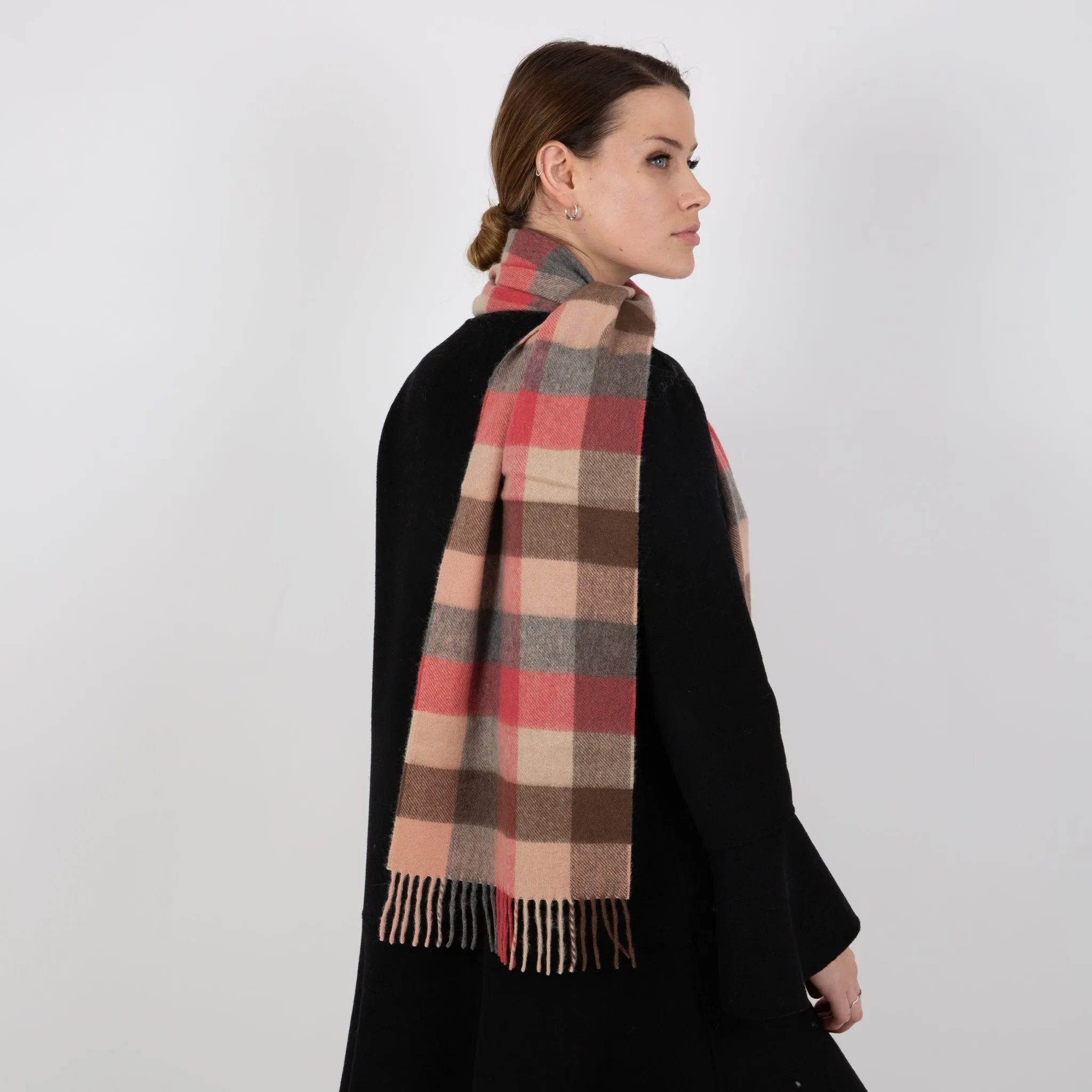 Heritage Plaid Check Cashmere Scarf with Tassels and Gift Box