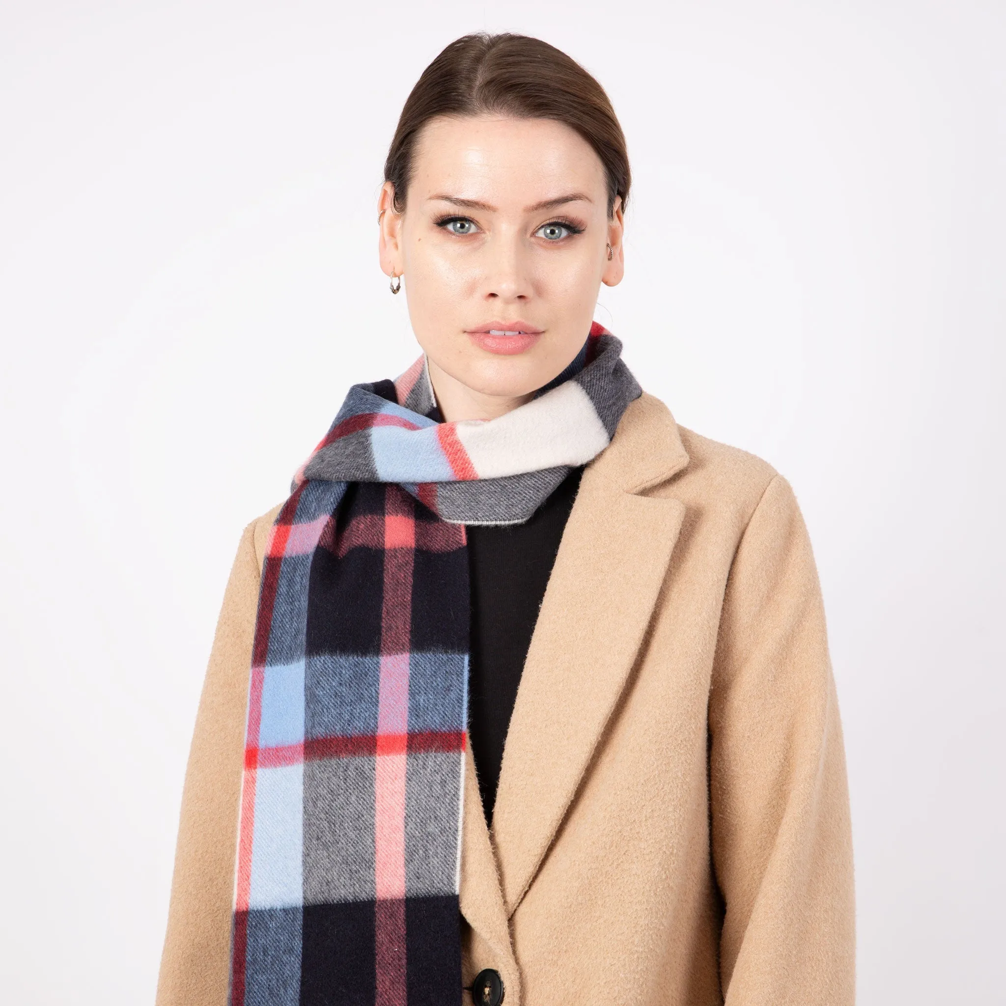 Heritage Plaid Check Cashmere Scarf with Tassels and Gift Box