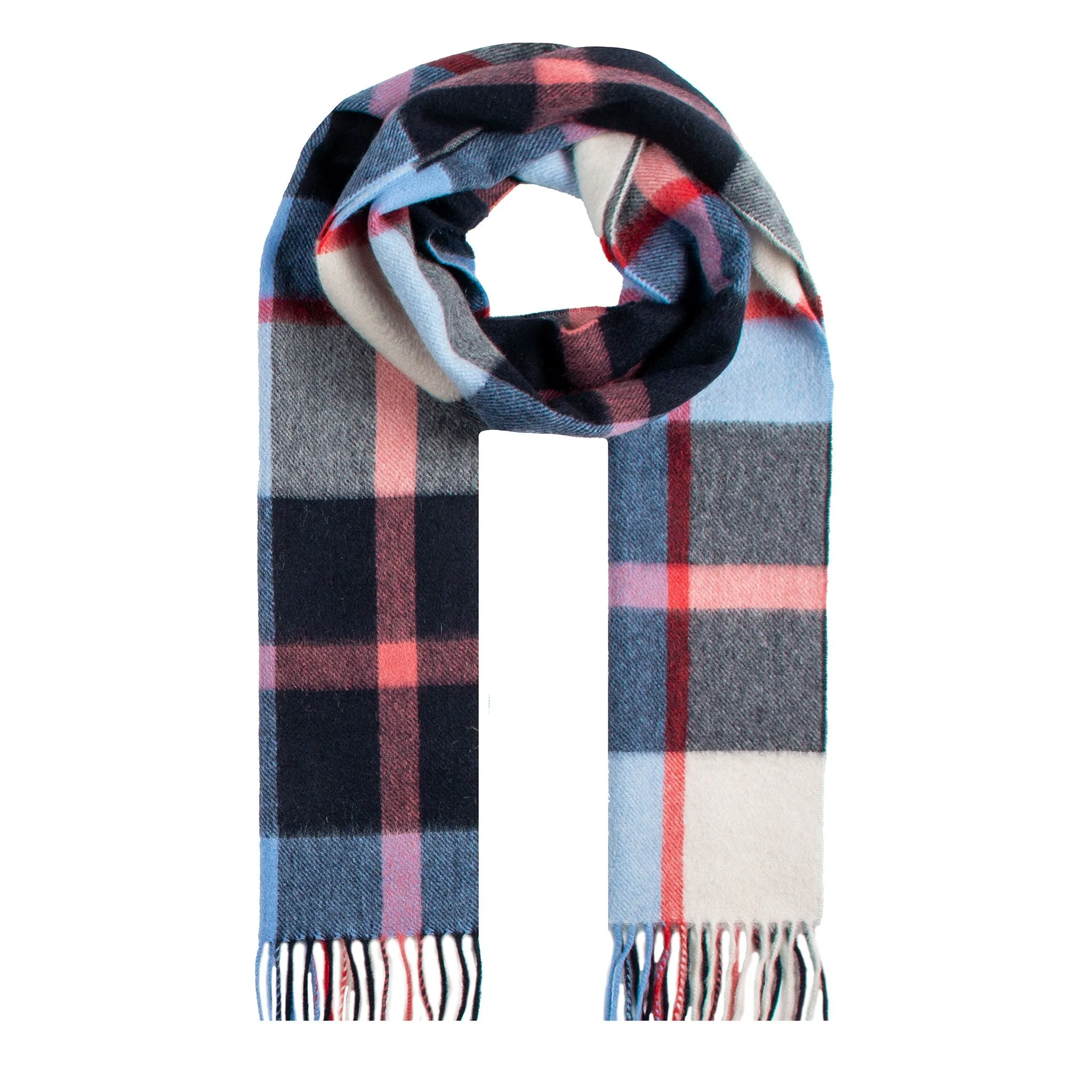 Heritage Plaid Check Cashmere Scarf with Tassels and Gift Box