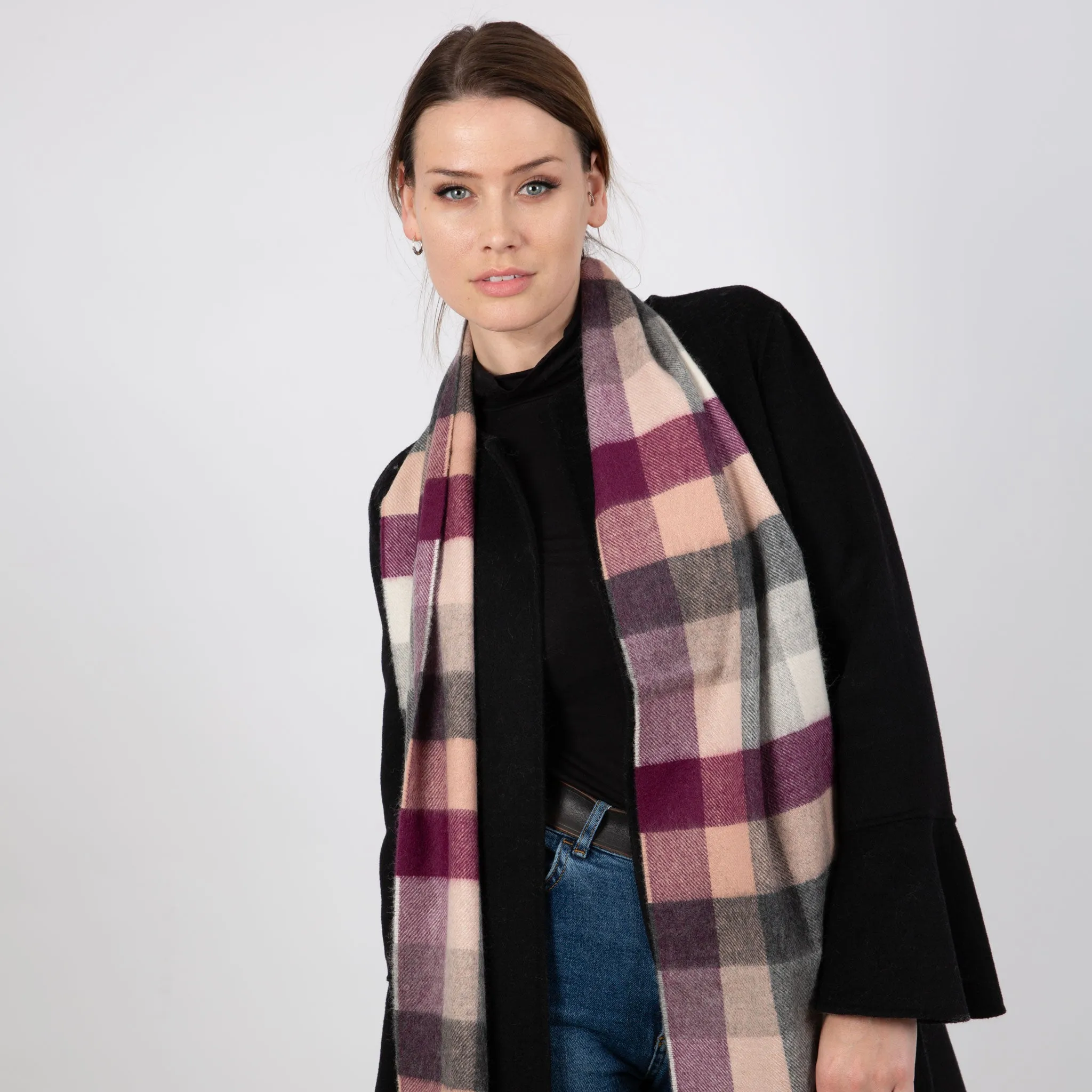 Heritage Plaid Check Cashmere Scarf with Tassels and Gift Box