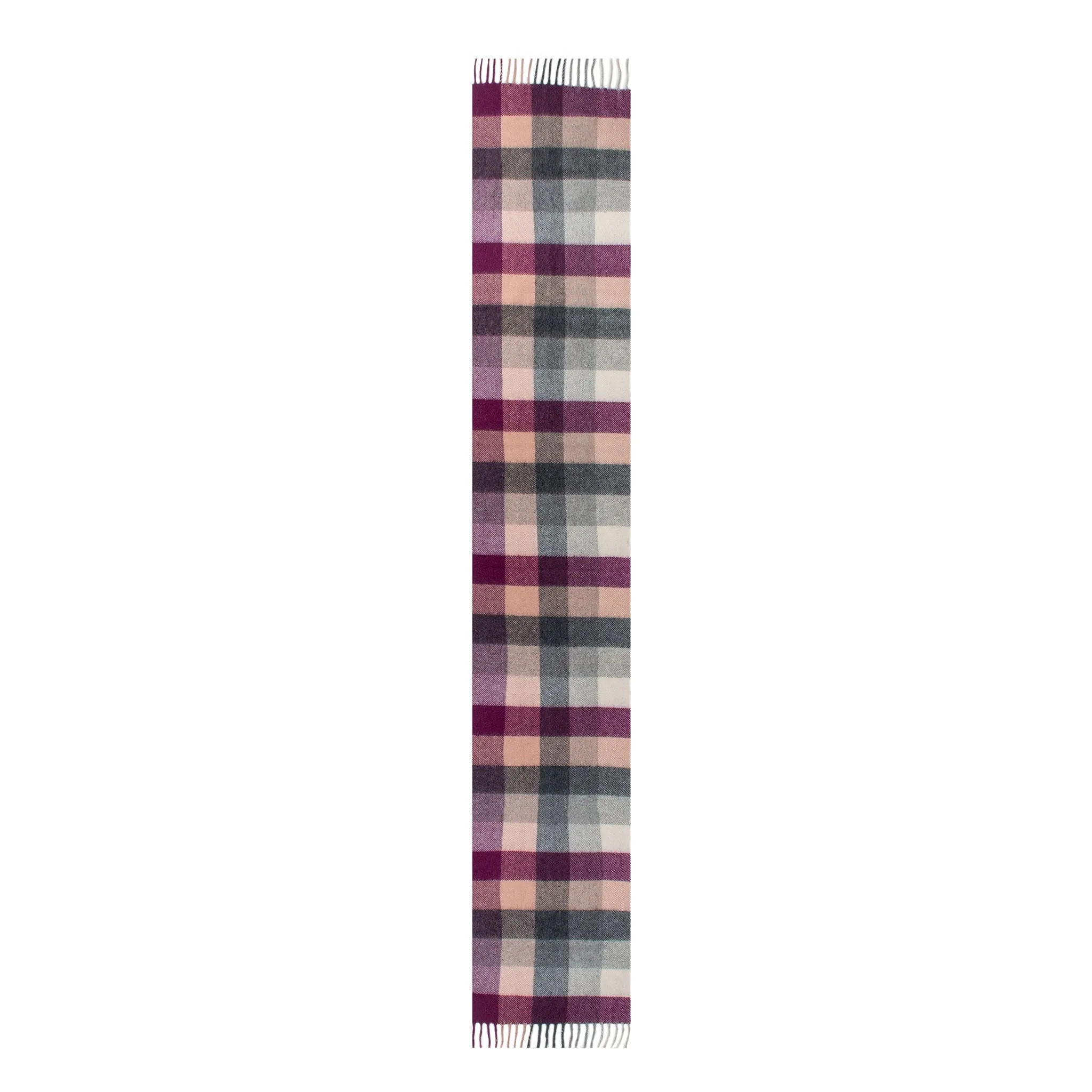 Heritage Plaid Check Cashmere Scarf with Tassels and Gift Box