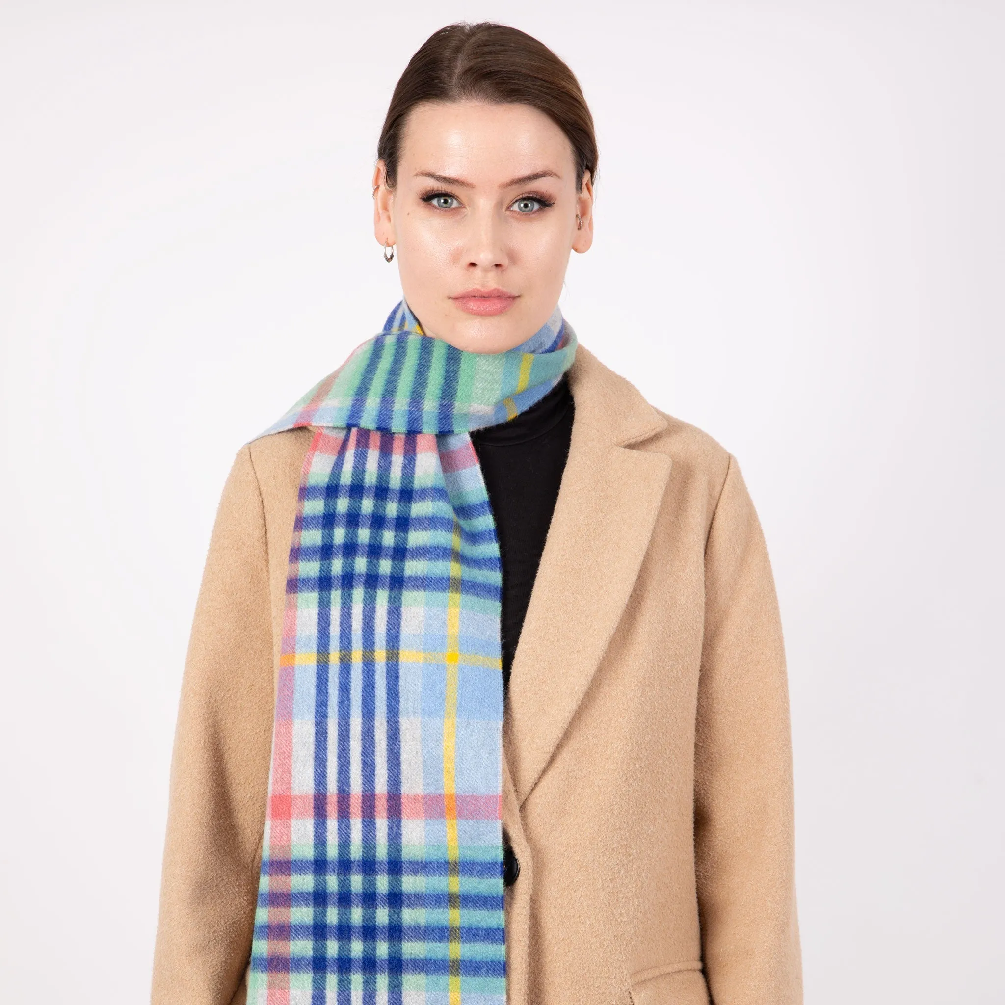 Heritage Plaid Check Cashmere Scarf with Tassels and Gift Box