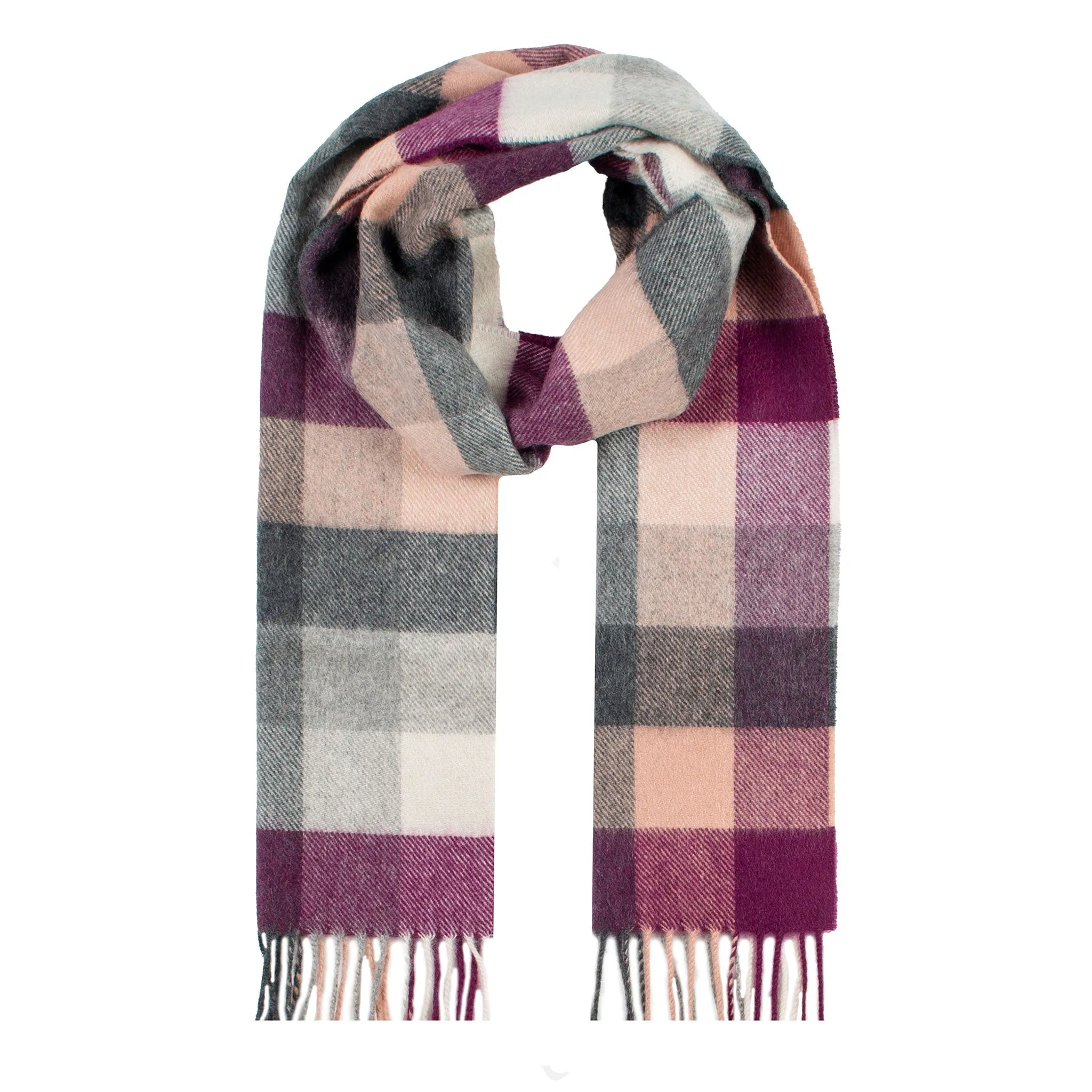 Heritage Plaid Check Cashmere Scarf with Tassels and Gift Box