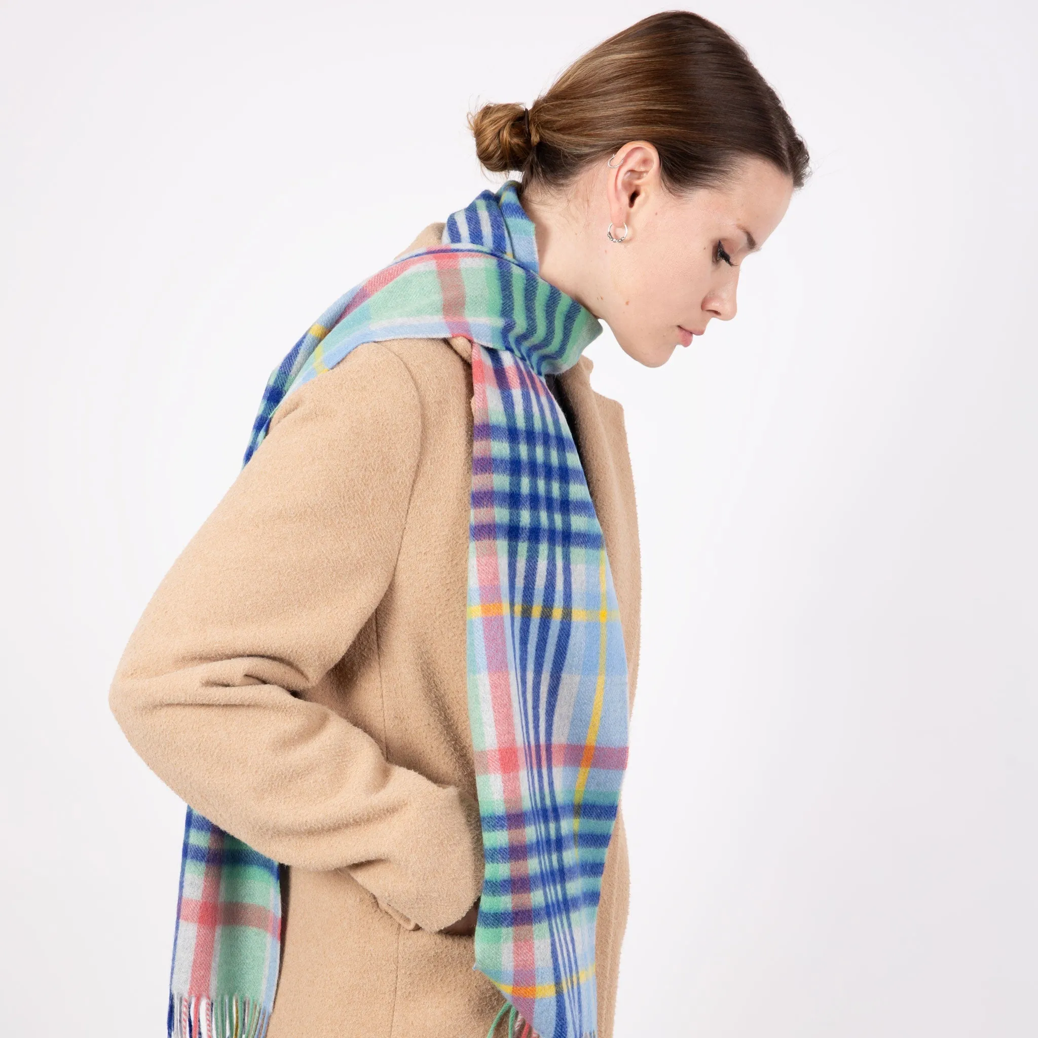 Heritage Plaid Check Cashmere Scarf with Tassels and Gift Box