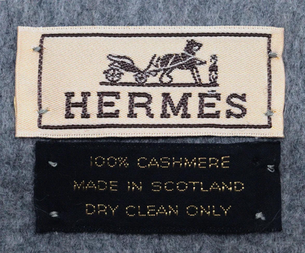 Hermes Grey Cashmere Scarf