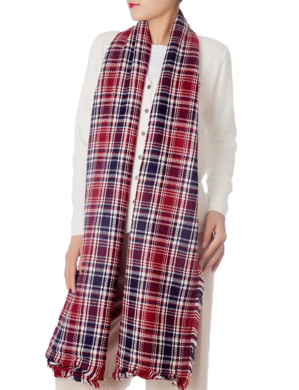 iB-iP Women's Warm Plaid Cute Long Female Large Tartan Wraps Scarf