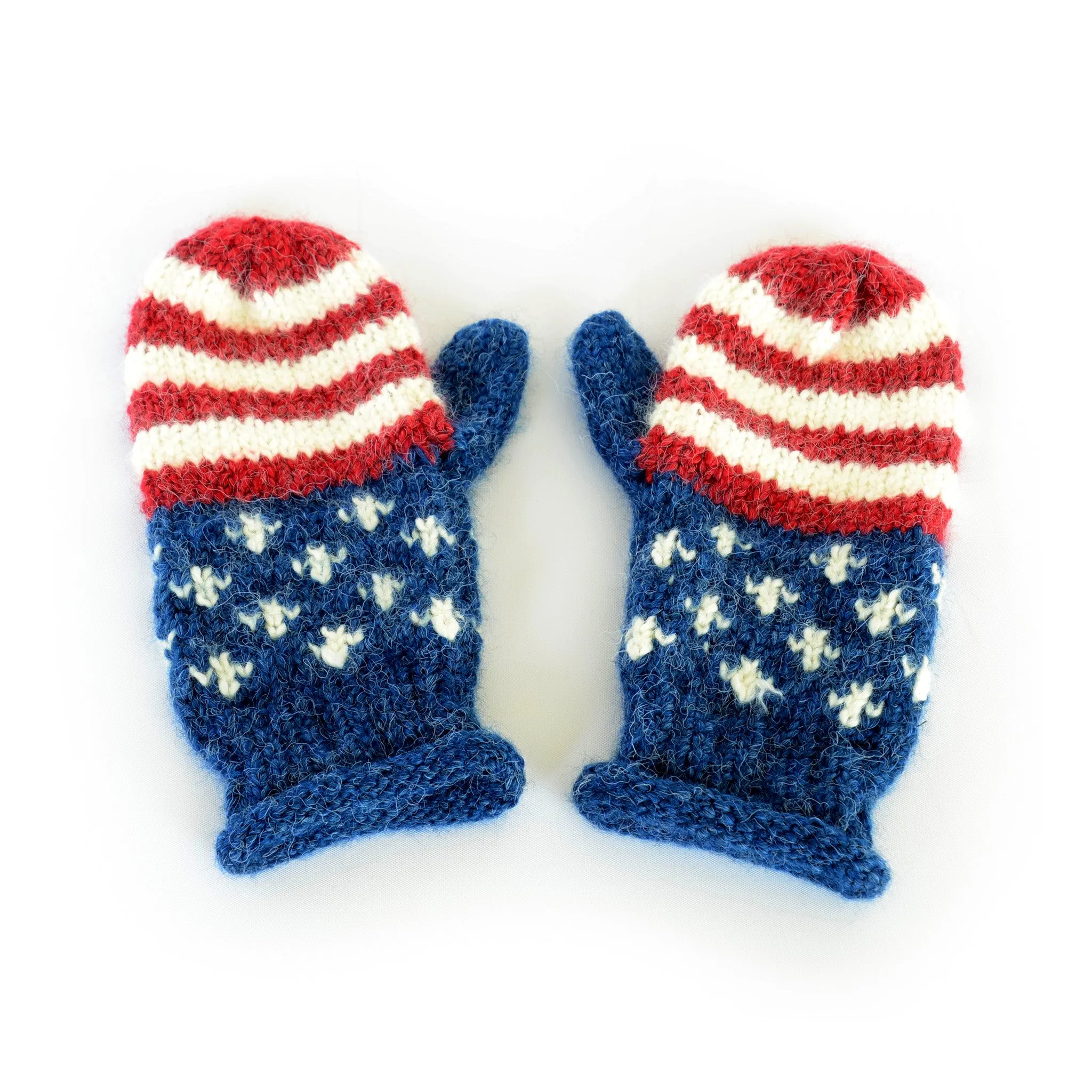 Knitted American Flag Mittens