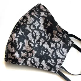 Lace Print Face Mask, Boudoir Lace adjustable fabric face cover